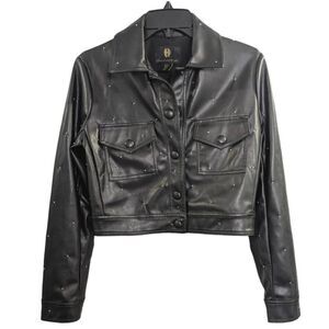 House of Harlow 1960 Black vegan leather studded cropped jacket coat XS